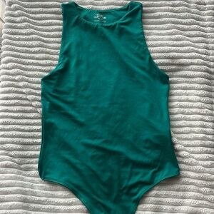 High neck sleeveless tank top bodysuit green sz medium